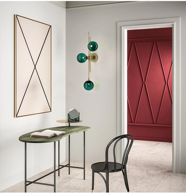 Светильник настенный ElegantLight DZN-13767 БРОНЗА + ЗЕЛЁНЫЙ ` D700/H320/3/G9/30W