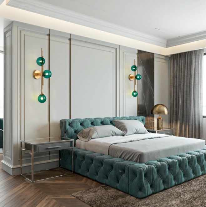 Светильник настенный ElegantLight DZN-13767 БРОНЗА + ЗЕЛЁНЫЙ ` D700/H320/3/G9/30W