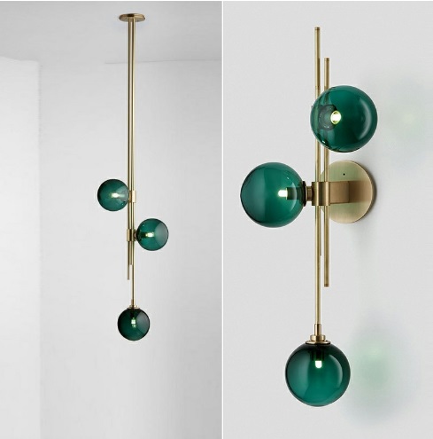 Светильник настенный ElegantLight DZN-13767 БРОНЗА + ЗЕЛЁНЫЙ ` D700/H320/3/G9/30W