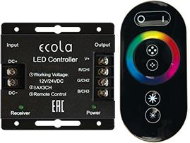 Ecola LED strip RGB RF controller 24A 288W 12V (576W 24V) с кнопочным черным радиопультом