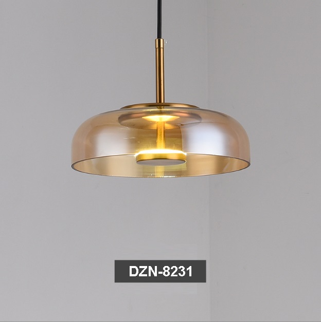 Светильник ElegantLight DZN-8231 BRASS+AMBER/ЛАТУНЬ+ЯНТАРЬ ` D230/H180-1500/1/LED/7W/4000K 22-09